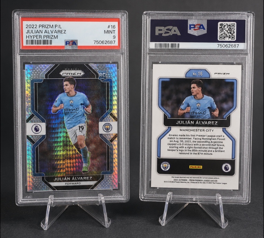 2022 Panini Prizm Julian Alvarez Hyper Prizm RC PSA 9