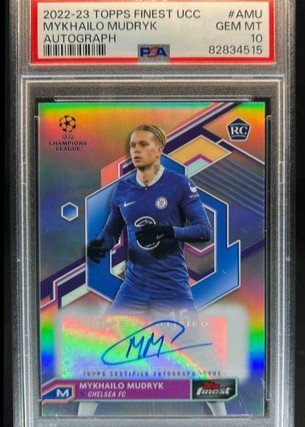 Chelsea FC Mykhailo Mudryk İmzalı Topps Finest Kartı Psa 10